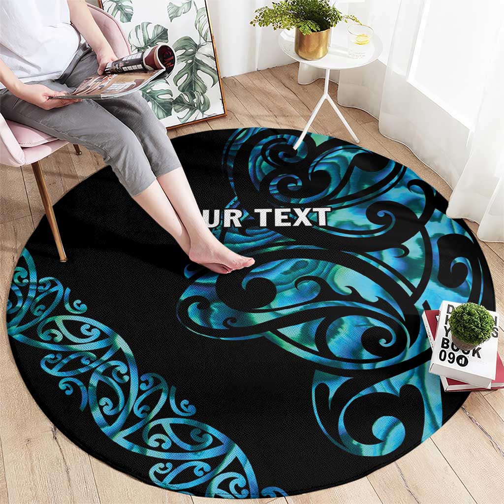 All Black Maori Tribal Tattoo Personalised Round Carpet Polynesian Style