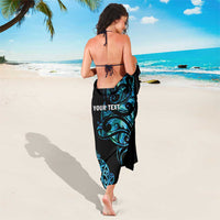 All Black Maori Tribal Tattoo Personalised Sarong Polynesian Style