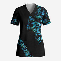 All Black Maori Tribal Tattoo Personalised Scrub Top Polynesian Style - Polynesian Pride