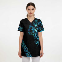 All Black Maori Tribal Tattoo Personalised Scrub Top Polynesian Style - Polynesian Pride