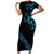 All Black Maori Tribal Tattoo Personalised Short Sleeve Bodycon Dress Polynesian Style