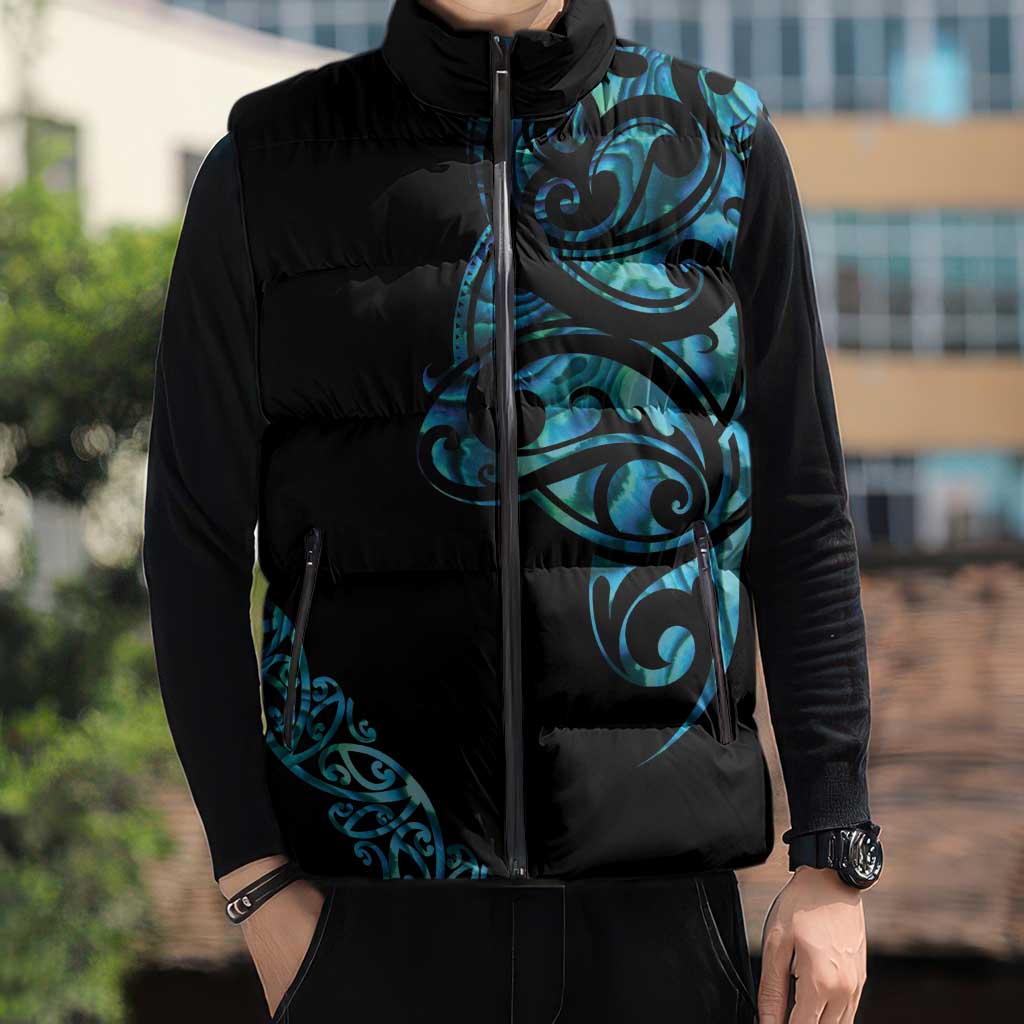 All Black Maori Tribal Tattoo Personalised Sleeveless Puffer Jacket Polynesian Style - Polynesian Pride