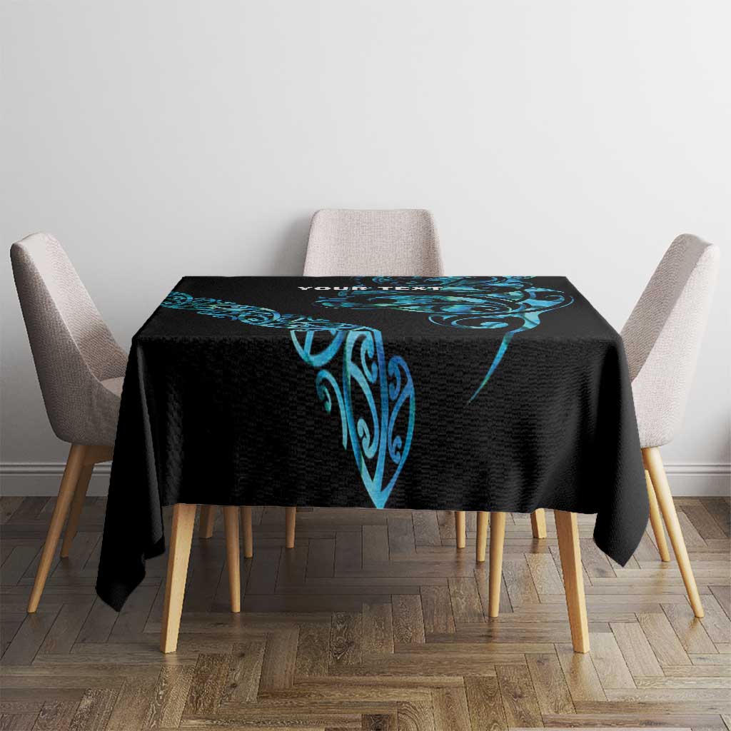 All Black Maori Tribal Tattoo Personalised Tablecloth Polynesian Style
