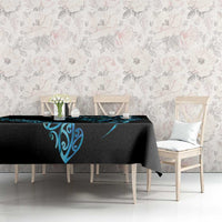 All Black Maori Tribal Tattoo Personalised Tablecloth Polynesian Style