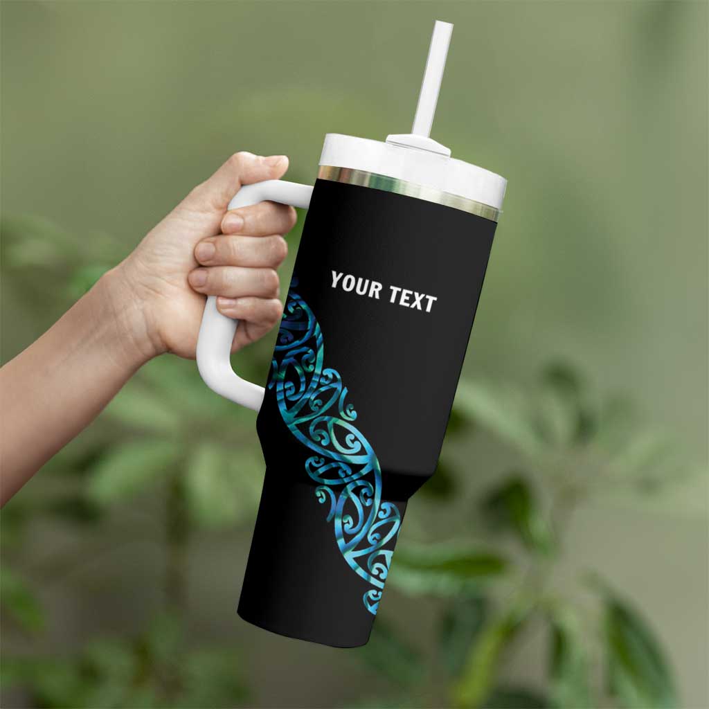 All Black Maori Tribal Tattoo Personalised Tumbler With Handle Polynesian Style