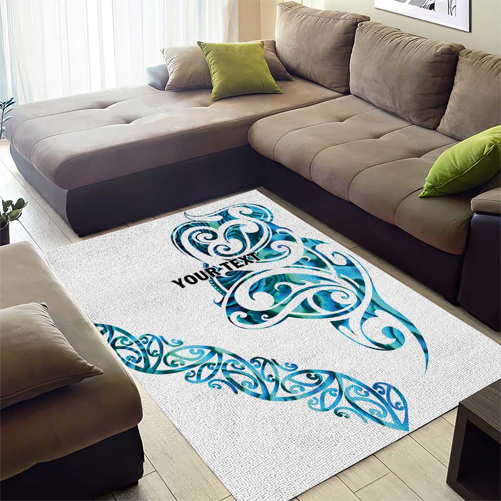 All White Maori Tribal Tattoo Personalised Area Rug Polynesian Style