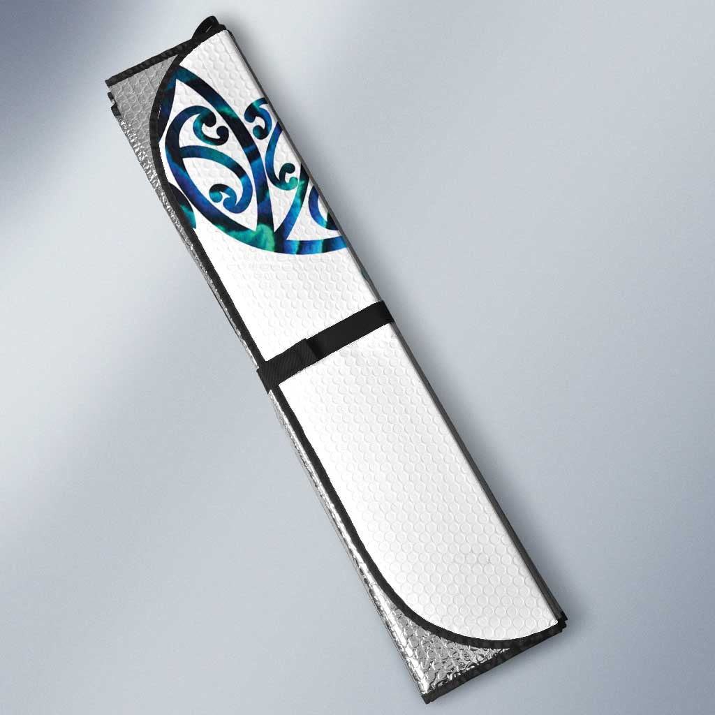 All White Maori Tribal Tattoo Personalised Auto Sun Shade Polynesian Style - Polynesian Pride