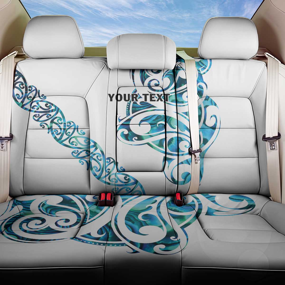 All White Maori Tribal Tattoo Personalised Back Car Seat Cover Polynesian Style