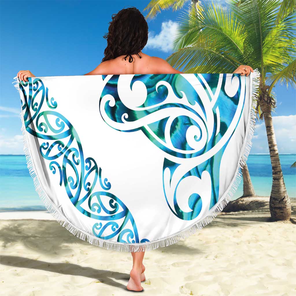 All White Maori Tribal Tattoo Personalised Beach Blanket Polynesian Style