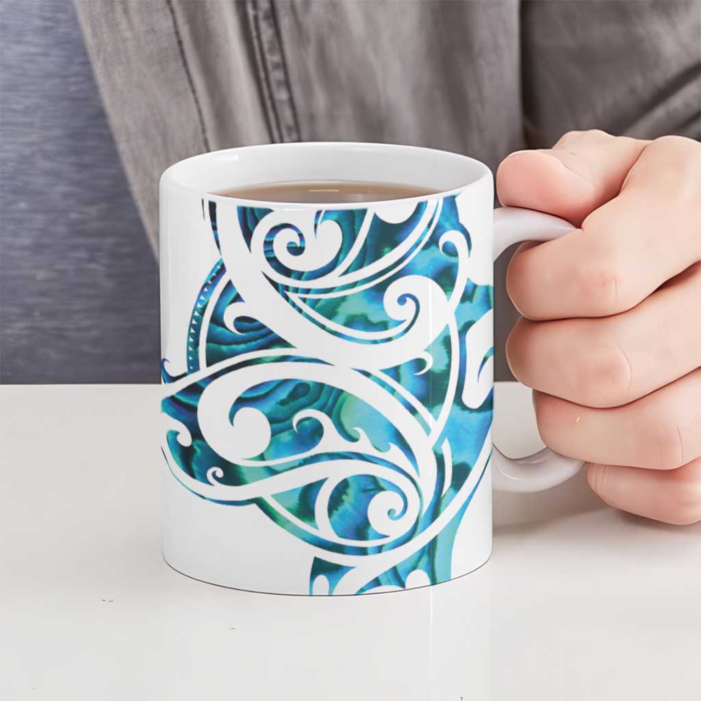 All White Maori Tribal Tattoo Personalised Ceramic Mug Polynesian Style - Polynesian Pride