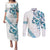 All White Maori Tribal Tattoo Personalised Couples Matching Puletasi and Long Sleeve Button Shirt Polynesian Style