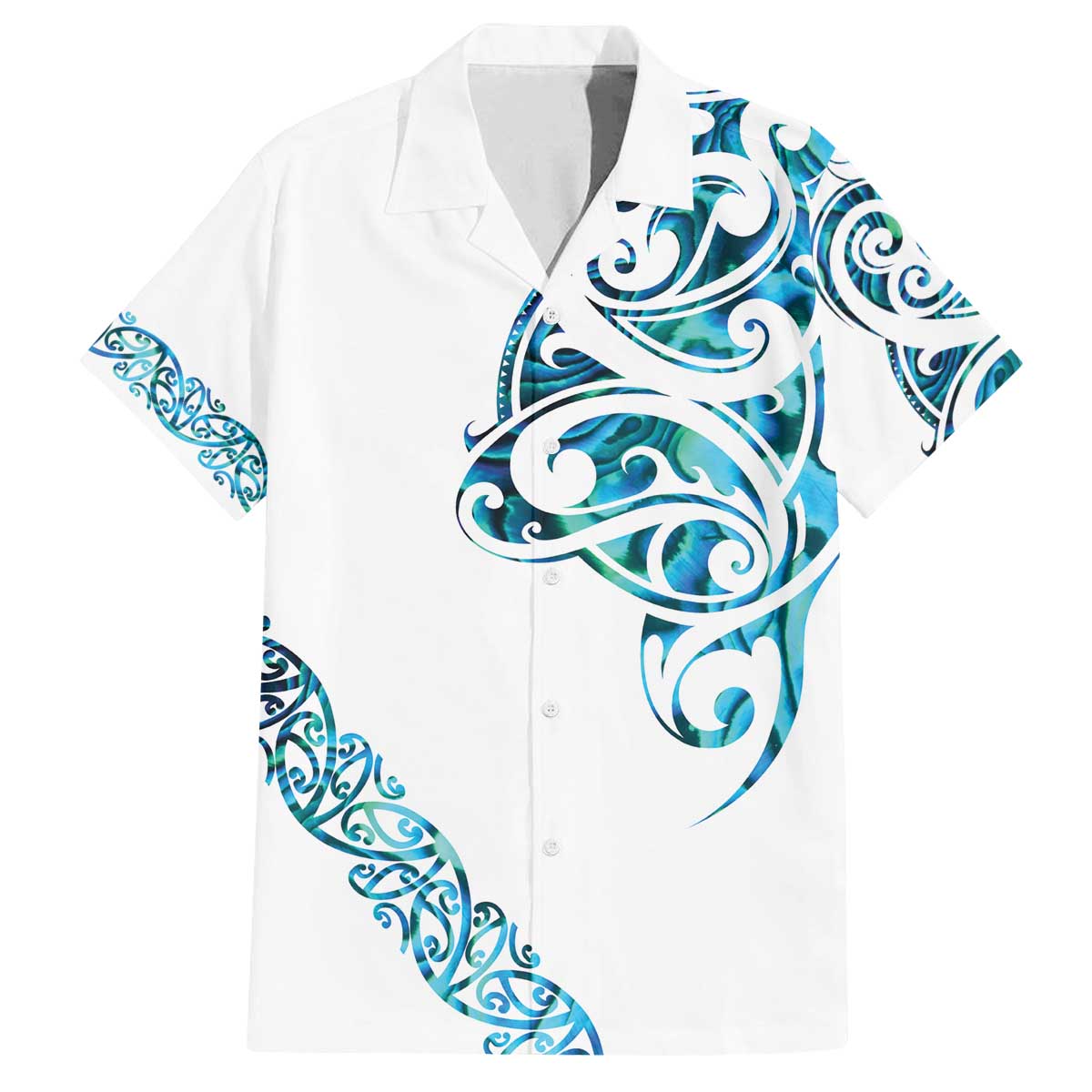 All White Maori Tribal Tattoo Personalised Family Matching Off The Shoulder Long Sleeve Dress and Hawaiian Shirt Polynesian Style