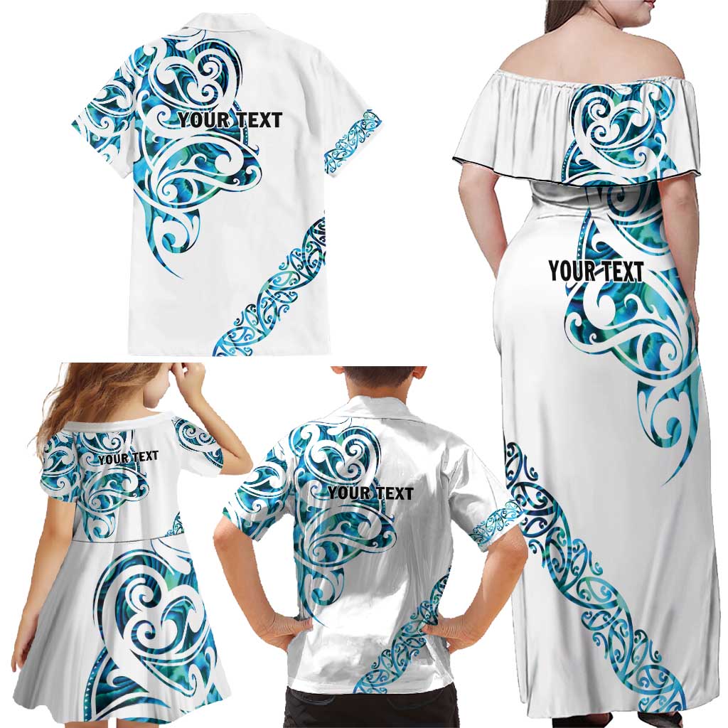 All White Maori Tribal Tattoo Personalised Family Matching Off Shoulder Maxi Dress and Hawaiian Shirt Polynesian Style LT9 - Polynesian Pride