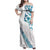 All White Maori Tribal Tattoo Personalised Family Matching Off Shoulder Maxi Dress and Hawaiian Shirt Polynesian Style