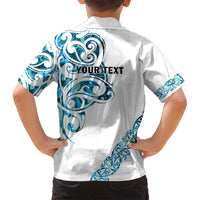 All White Maori Tribal Tattoo Personalised Family Matching Off Shoulder Short Dress and Hawaiian Shirt Polynesian Style LT9 - Polynesian Pride