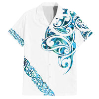 All White Maori Tribal Tattoo Personalised Family Matching Puletasi and Hawaiian Shirt Polynesian Style LT9 Dad's Shirt - Short Sleeve White - Polynesian Pride