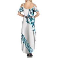 All White Maori Tribal Tattoo Personalised Family Matching Summer Maxi Dress and Hawaiian Shirt Polynesian Style LT9 - Polynesian Pride