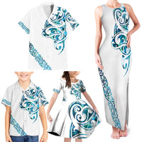 All White Maori Tribal Tattoo Personalised Family Matching Tank Maxi Dress and Hawaiian Shirt Polynesian Style