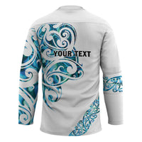 All White Maori Tribal Tattoo Personalised Hockey Jersey Polynesian Style - Polynesian Pride