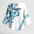 All White Maori Tribal Tattoo Personalised Kimono Sleeve Blouse Polynesian Style - Polynesian Pride