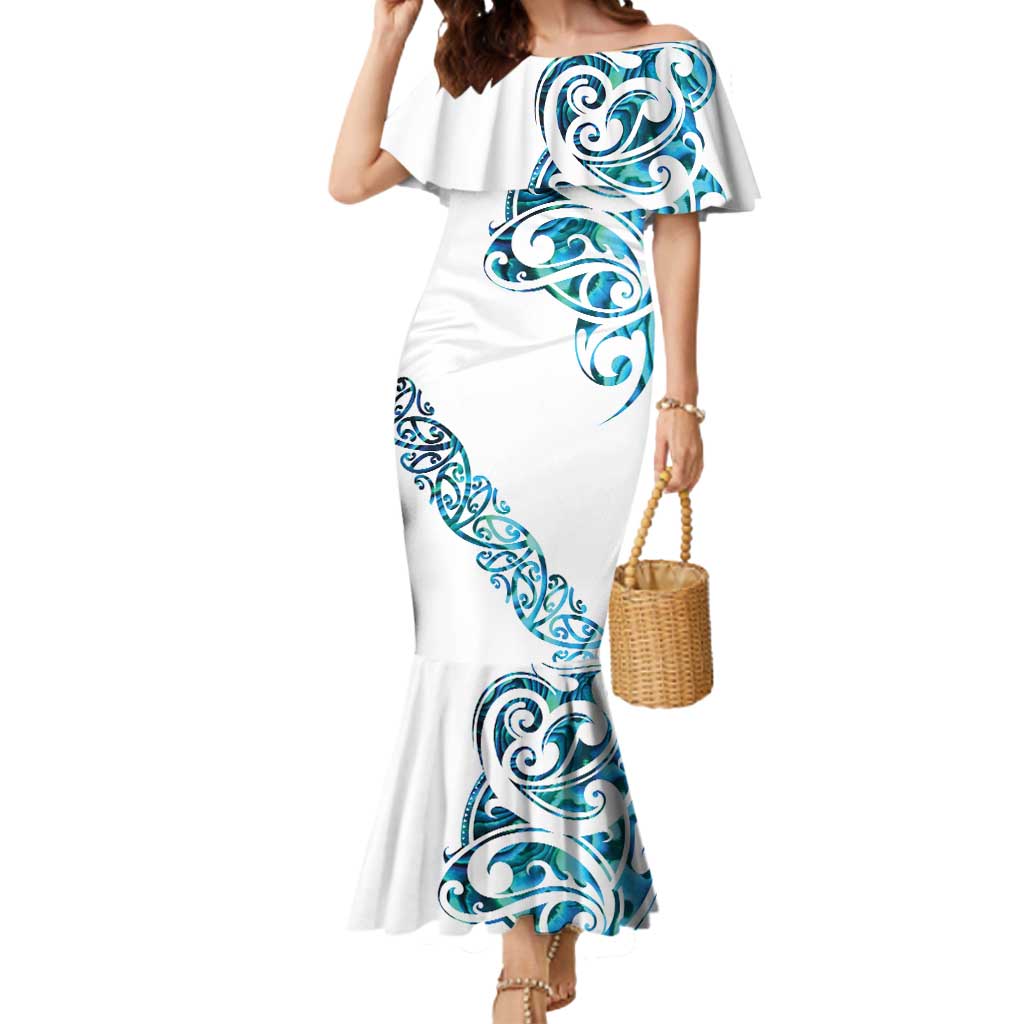 All White Maori Tribal Tattoo Personalised Mermaid Dress Polynesian Style