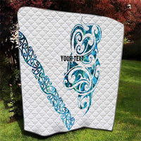 All White Maori Tribal Tattoo Personalised Quilt Polynesian Style