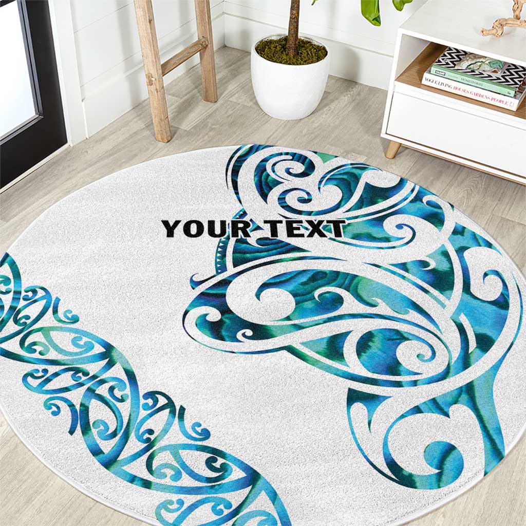 All White Maori Tribal Tattoo Personalised Round Carpet Polynesian Style