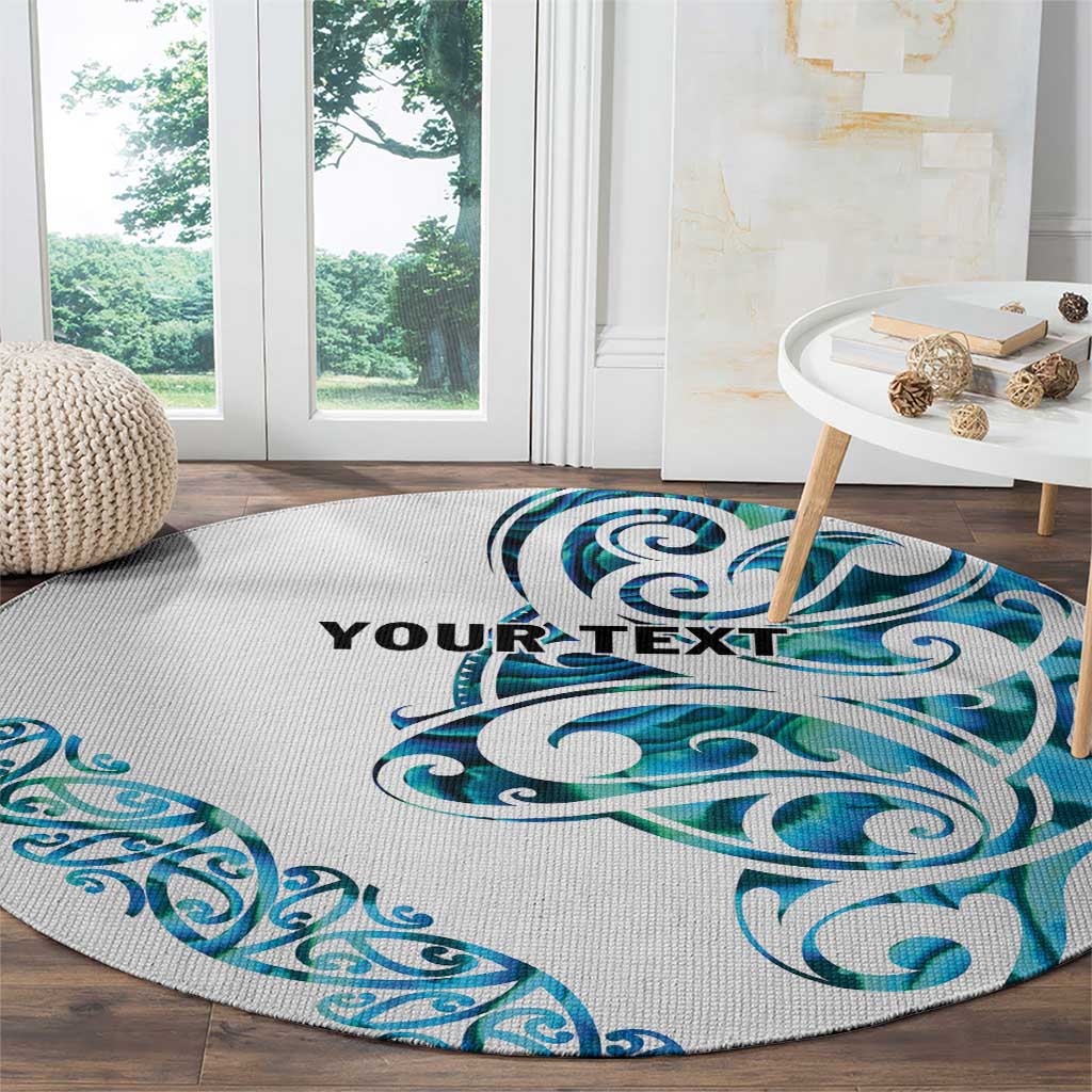 All White Maori Tribal Tattoo Personalised Round Carpet Polynesian Style