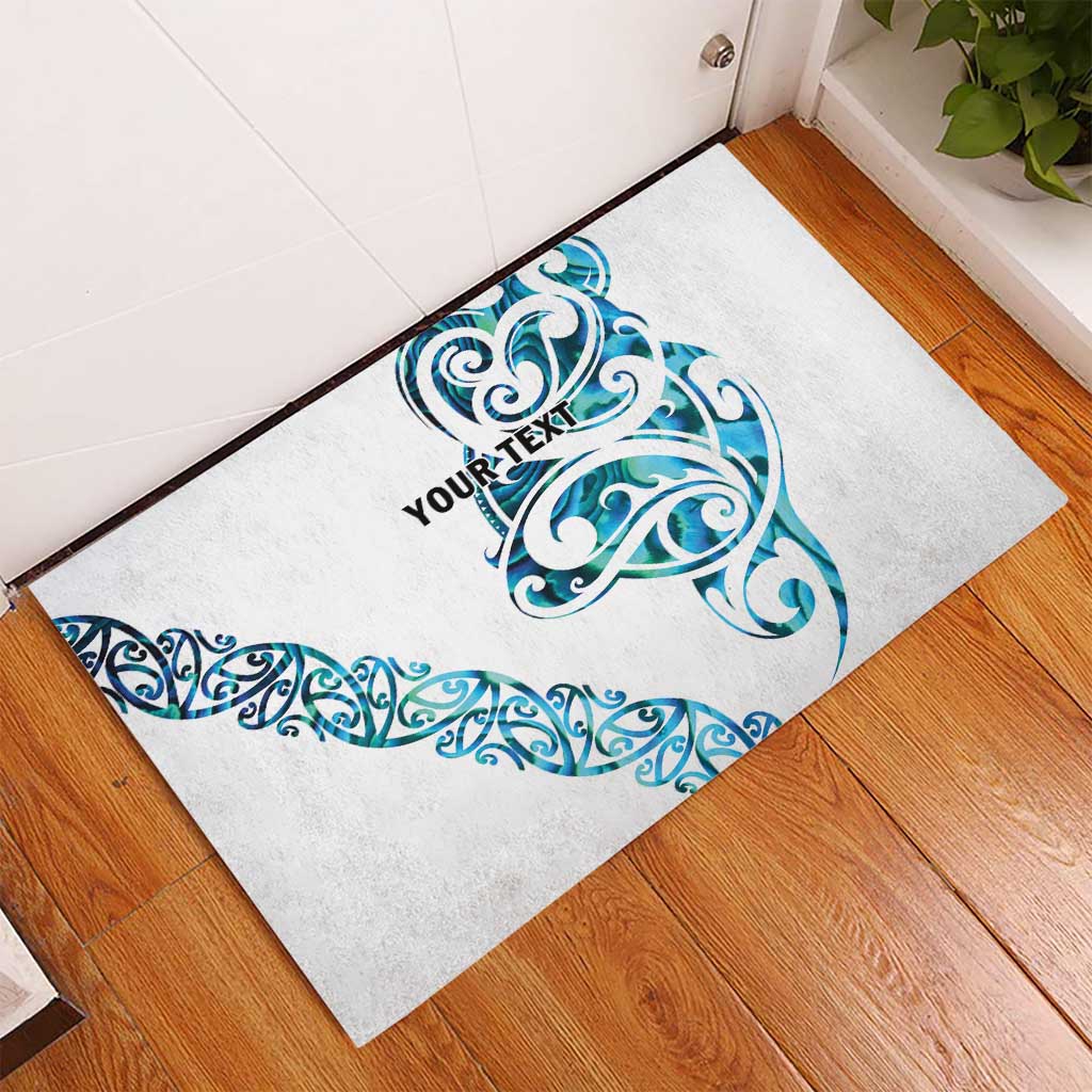 All White Maori Tribal Tattoo Personalised Rubber Doormat Polynesian Style