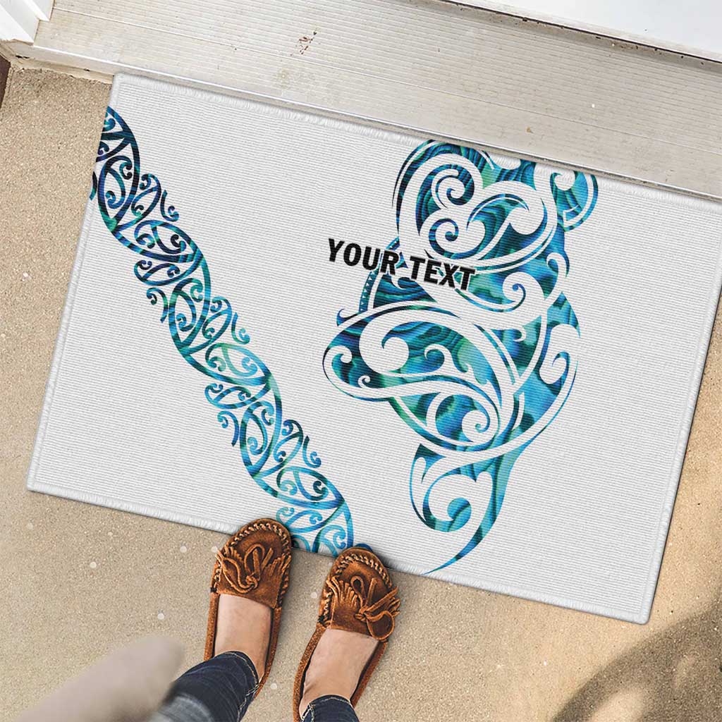 All White Maori Tribal Tattoo Personalised Rubber Doormat Polynesian Style