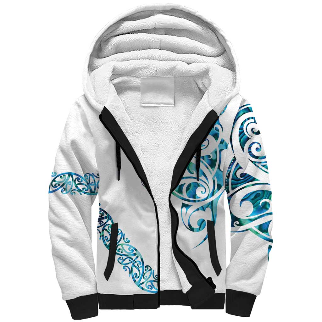 All White Maori Tribal Tattoo Personalised Sherpa Hoodie Polynesian Style