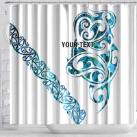 All White Maori Tribal Tattoo Personalised Shower Curtain Polynesian Style
