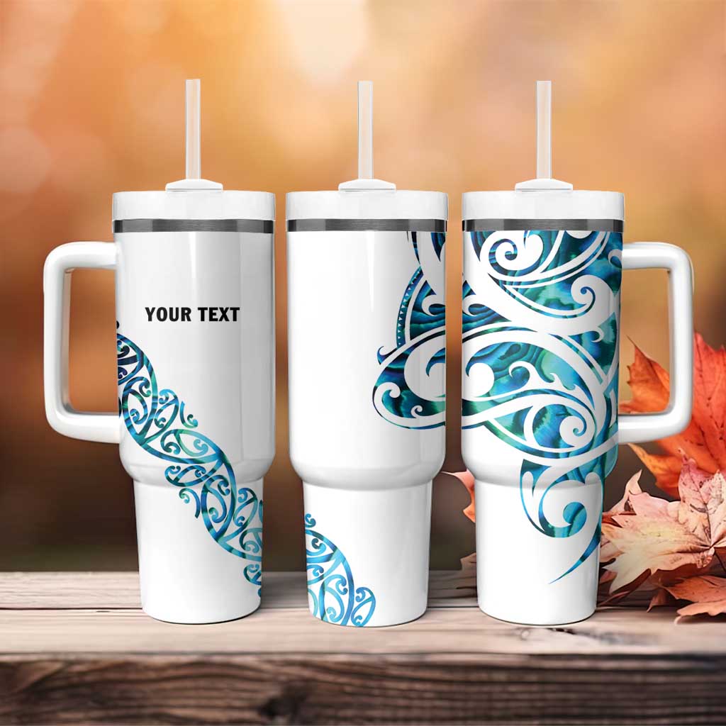 All White Maori Tribal Tattoo Personalised Tumbler With Handle Polynesian Style