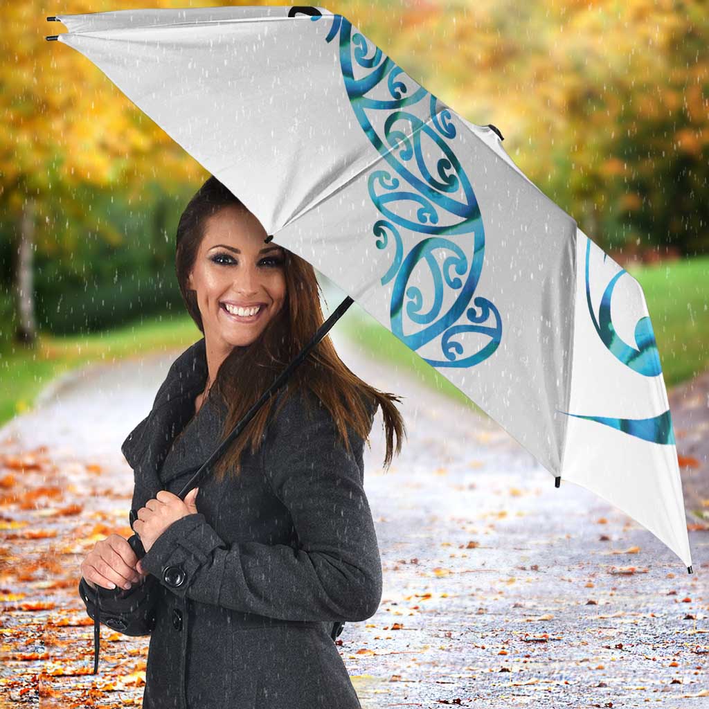 All White Maori Tribal Tattoo Personalised Umbrella Polynesian Style - Polynesian Pride