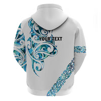 All White Maori Tribal Tattoo Personalised Zip Hoodie Polynesian Style