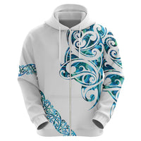 All White Maori Tribal Tattoo Personalised Zip Hoodie Polynesian Style