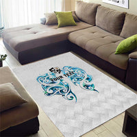 Queensland Maori Kiwi Personalised Area Rug Ma Kakariki Papua Shell Maori Tribal Tattoo