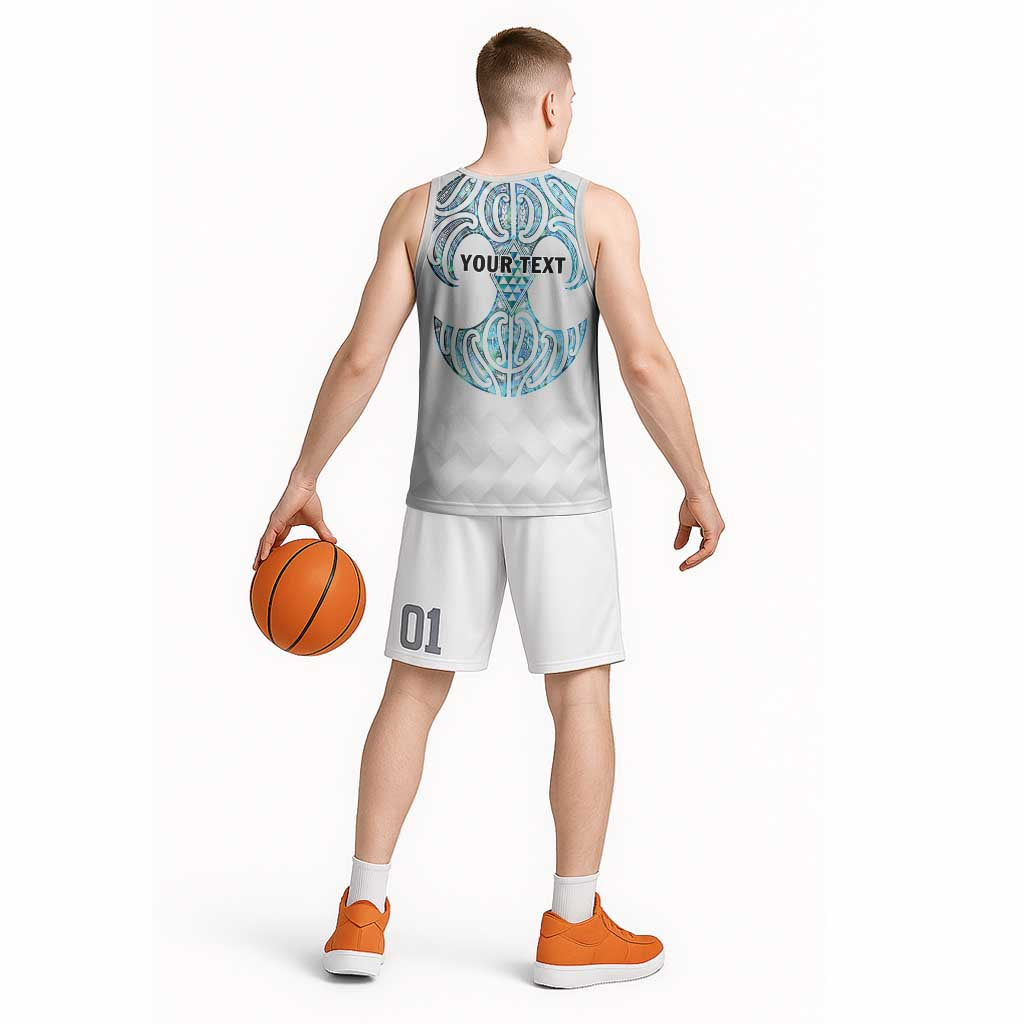 Queensland Maori Kiwi Personalised Basketball Jersey Ma Kakariki Papua Shell Maori Tribal Tattoo - Polynesian Pride