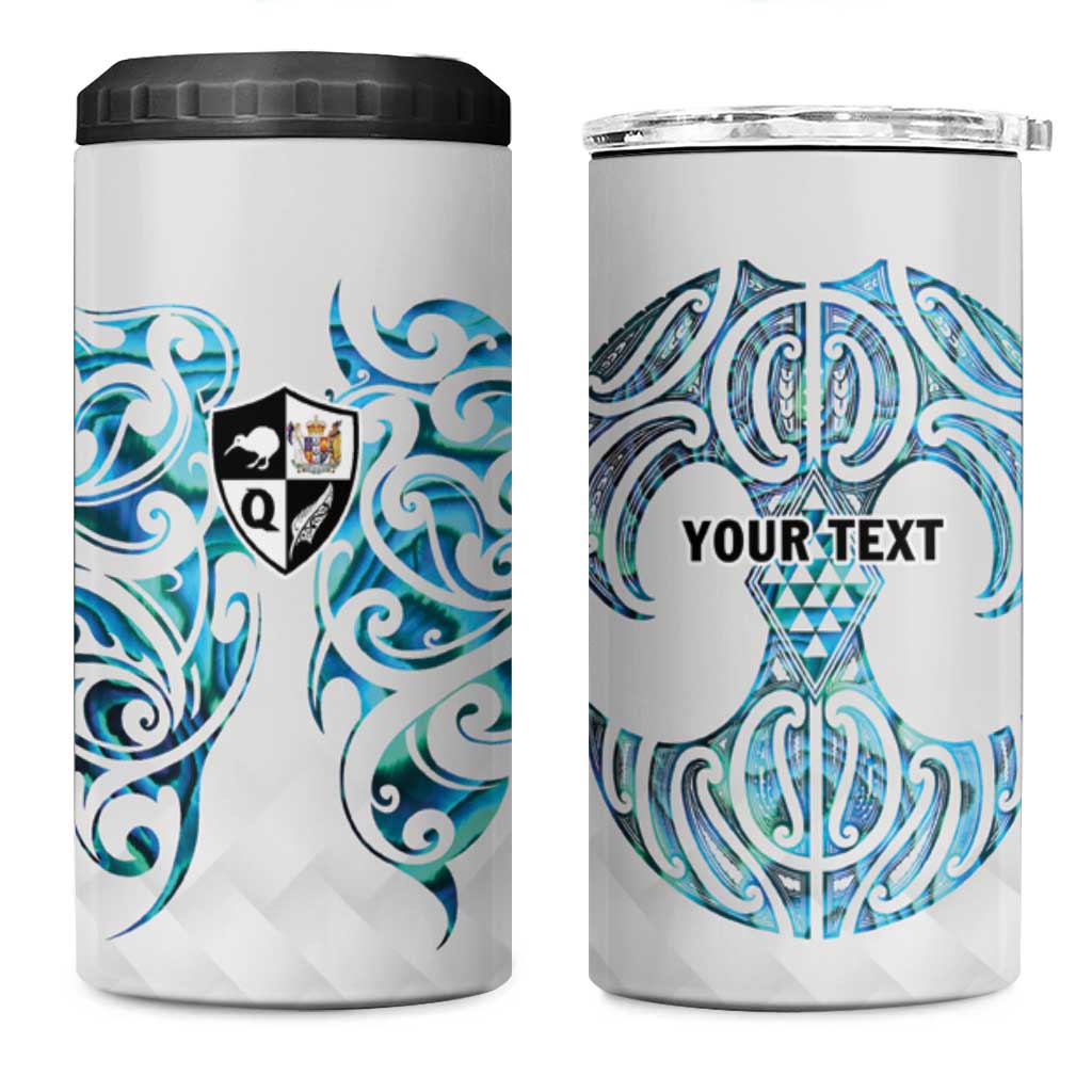Queensland Maori Kiwi Personalised 4 in 1 Can Cooler Tumbler Ma Kakariki Papua Shell Maori Tribal Tattoo