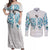 Queensland Maori Kiwi Personalised Couples Matching Off Shoulder Maxi Dress and Long Sleeve Button Shirt Ma Kakariki Papua Shell Maori Tribal Tattoo
