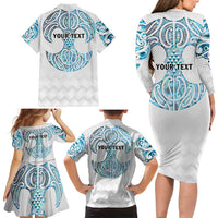 Queensland Maori Kiwi Personalised Family Matching Long Sleeve Bodycon Dress and Hawaiian Shirt Ma Kakariki Papua Shell Maori Tribal Tattoo LT9 - Polynesian Pride