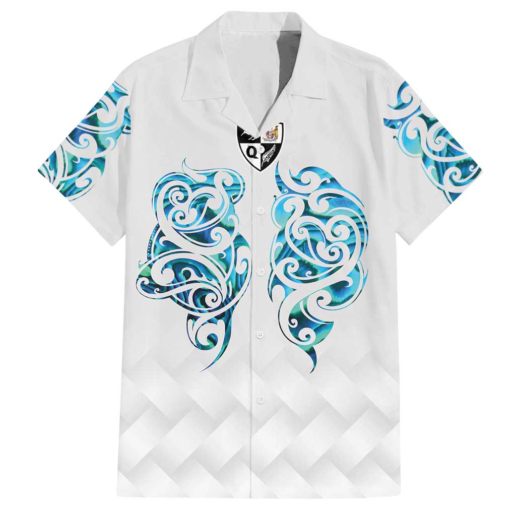 Queensland Maori Kiwi Personalised Family Matching Long Sleeve Bodycon Dress and Hawaiian Shirt Ma Kakariki Papua Shell Maori Tribal Tattoo LT9 Dad's Shirt - Short Sleeve White - Polynesian Pride