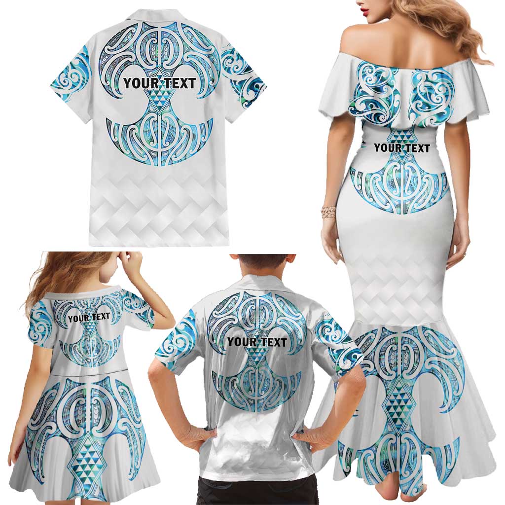 Queensland Maori Kiwi Personalised Family Matching Mermaid Dress and Hawaiian Shirt Ma Kakariki Papua Shell Maori Tribal Tattoo LT9 - Polynesian Pride