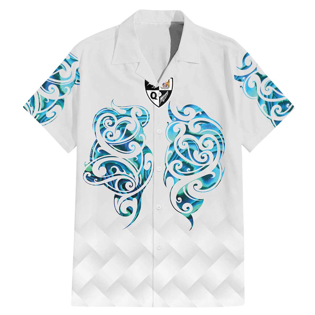 Queensland Maori Kiwi Personalised Family Matching Mermaid Dress and Hawaiian Shirt Ma Kakariki Papua Shell Maori Tribal Tattoo LT9 Dad's Shirt - Short Sleeve White - Polynesian Pride