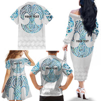 Queensland Maori Kiwi Personalised Family Matching Off The Shoulder Long Sleeve Dress and Hawaiian Shirt Ma Kakariki Papua Shell Maori Tribal Tattoo