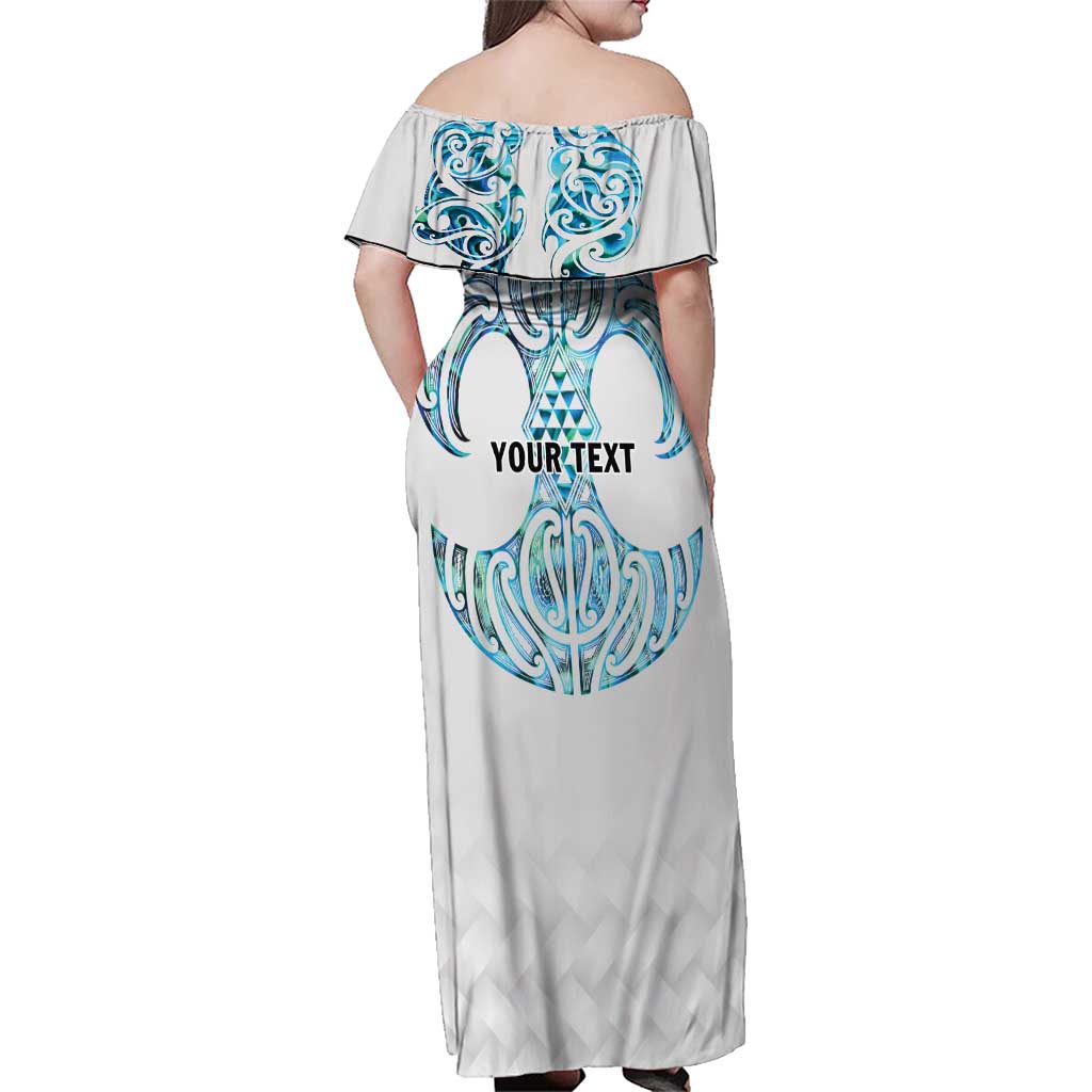 Queensland Maori Kiwi Personalised Family Matching Off Shoulder Maxi Dress and Hawaiian Shirt Ma Kakariki Papua Shell Maori Tribal Tattoo LT9 - Polynesian Pride