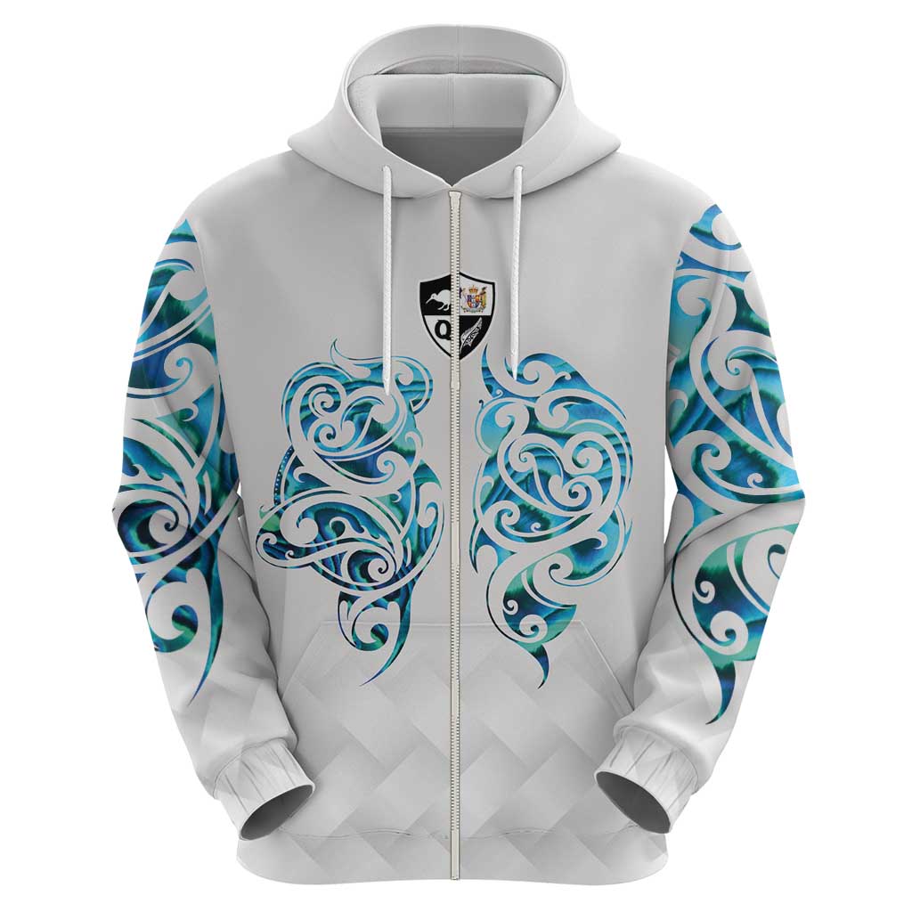 Queensland Maori Kiwi Personalised Hoodie Ma Kakariki Papua Shell Maori Tribal Tattoo