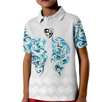Queensland Maori Kiwi Personalised Kid Polo Shirt Ma Kakariki Papua Shell Maori Tribal Tattoo LT9 Kid White - Polynesian Pride