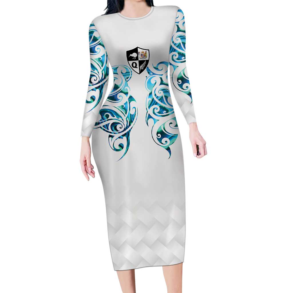 Queensland Maori Kiwi Personalised Long Sleeve Bodycon Dress Ma Kakariki Papua Shell Maori Tribal Tattoo