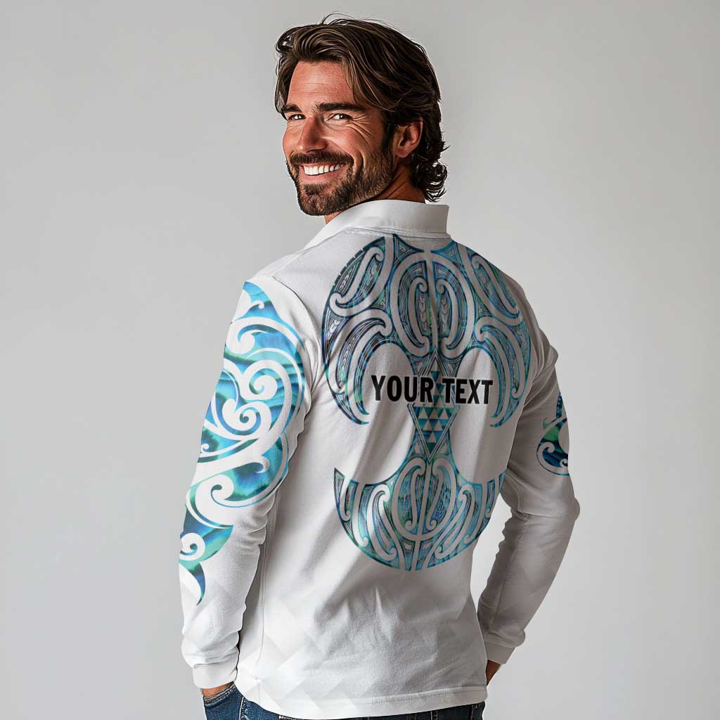 Queensland Maori Kiwi Personalised Long Sleeve Polo Shirt Ma Kakariki Papua Shell Maori Tribal Tattoo